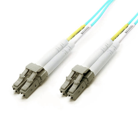 0.5m OM3 50/125 LC-LC Duplex Aqua LSOH 1.8mm Minizip Fibre Patch Lead