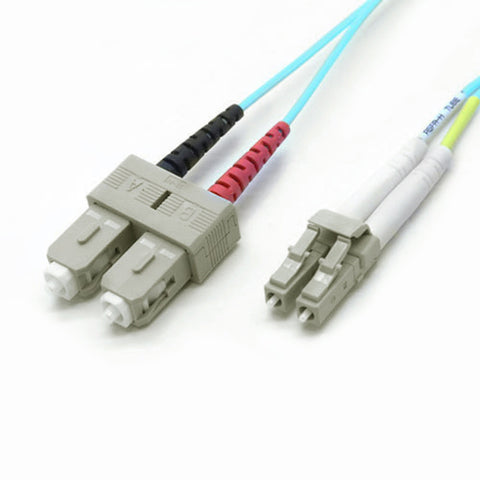 1m OM3 50/125 LC-SC Duplex Aqua LSOH 1.8mm Minizip Fibre Patch Lead