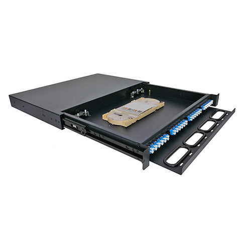 Geladenes Glasfaser-Patchpanel OS2 48 Glasfaser – 24 x LC Duplex