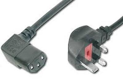 Netzkabel UK-Stecker mit Sicherung auf IEC C13-Buchse, rechtwinklig, 5 A, schwarz, 2 m