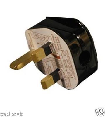 Power UK 13 Amp Rewireable Mains Plug Black