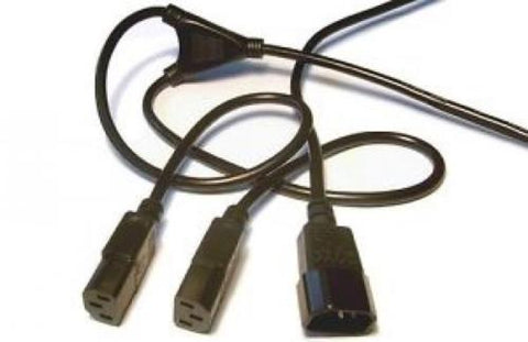 Power Extension Cable IEC C14 Male Plug to 2 x IEC C13 Female Y Split