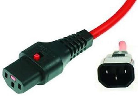Power Jumper Locking Lock Cable IEC C14 Male to IEC C13 Female 0.5m 1m 2m 3m