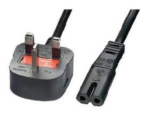 Power Cable UK Mains Fused Plug to IEC C7 Female Socket Figure of 8 2m 5m 10m