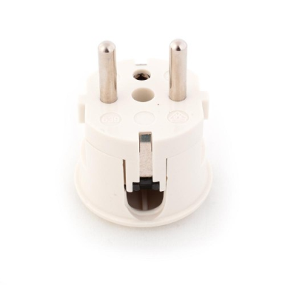 Rewireable WHITE 2 pin EU Schuko Mains Plug 16A 250V Right Entry Down Angle  HQ